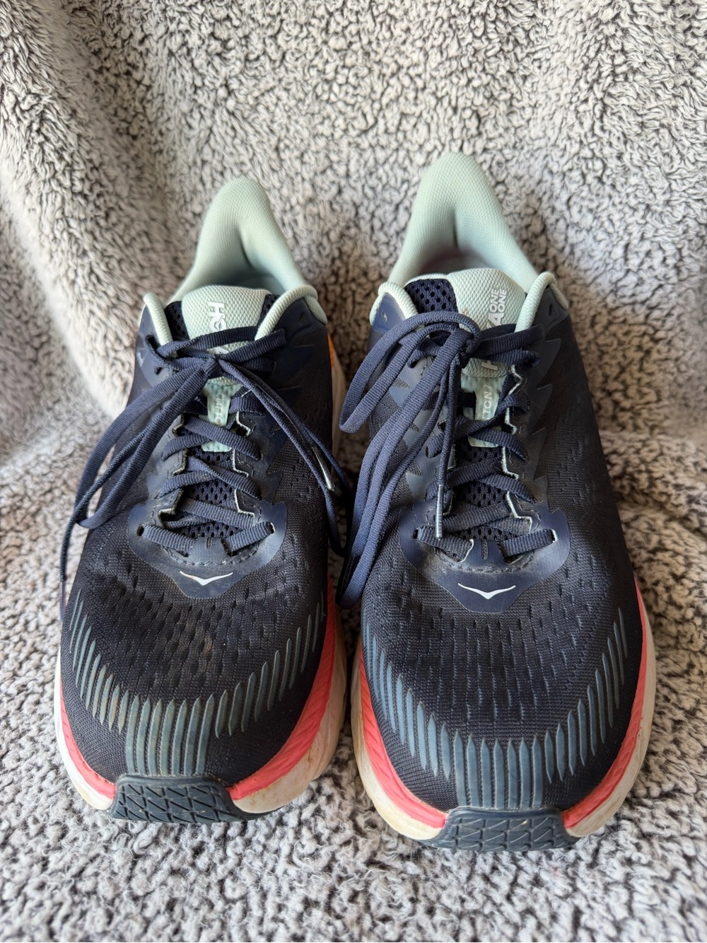 HOKA Clifton Running Shoes Navy Coral Mint Women's 10.5 Cushioned